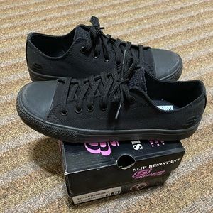 Sketchers Slip Resistant - Black Canvas